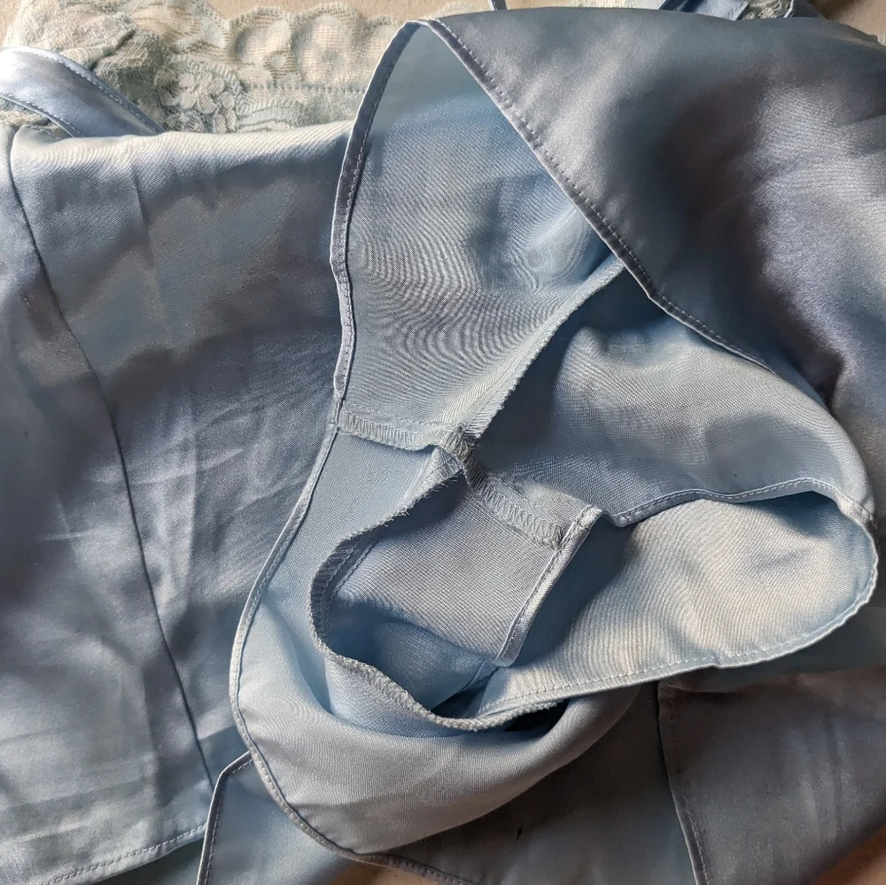 Light Blue Satin & Lace Sleep Set